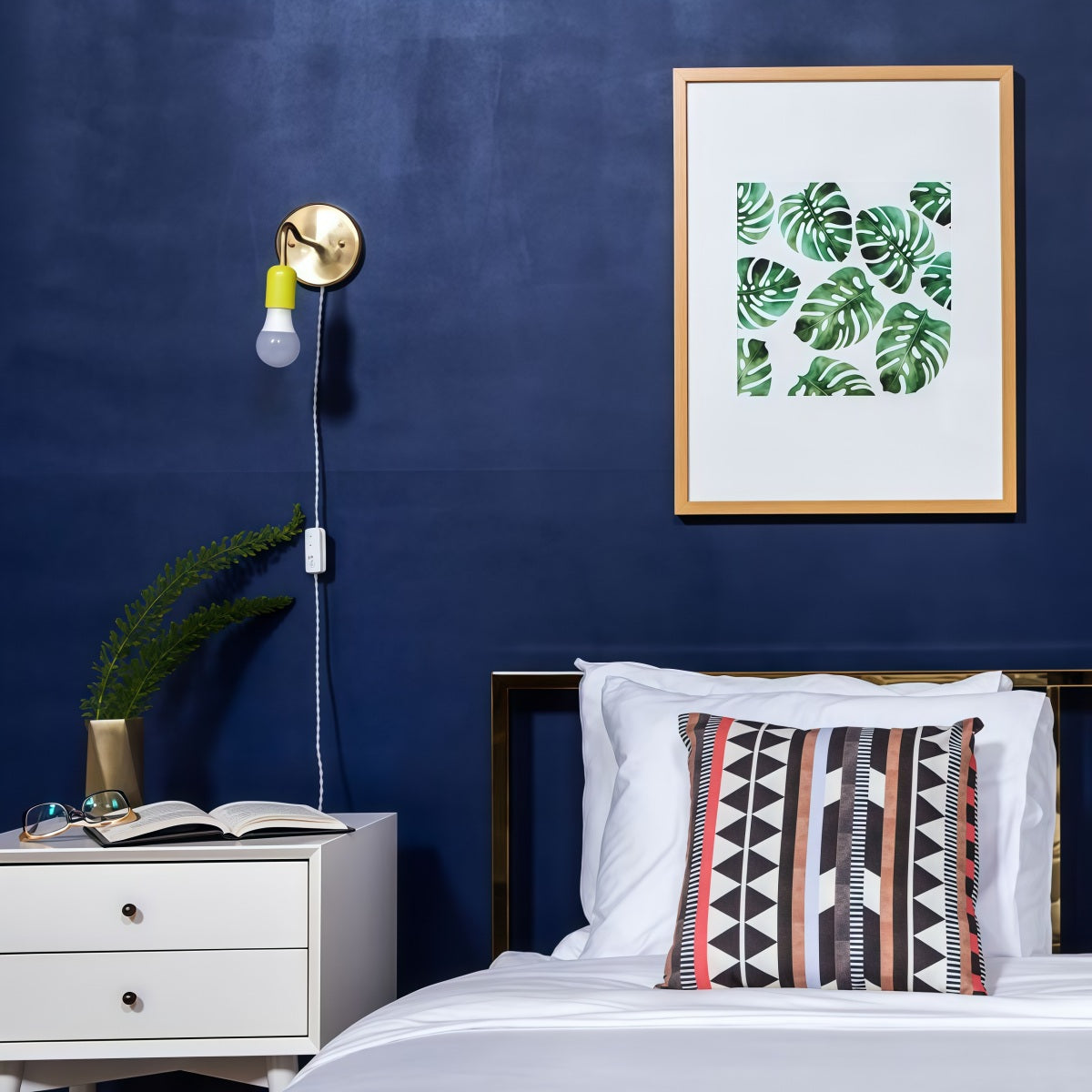 Boho Brass Wall Sconce - Colorful Accent for Bedroom & Hallway Spaces